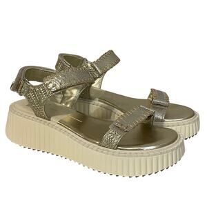 Dolce Vita Women's Debra Platform Sandals Leather Strappy Sporty sz 10 Platinum